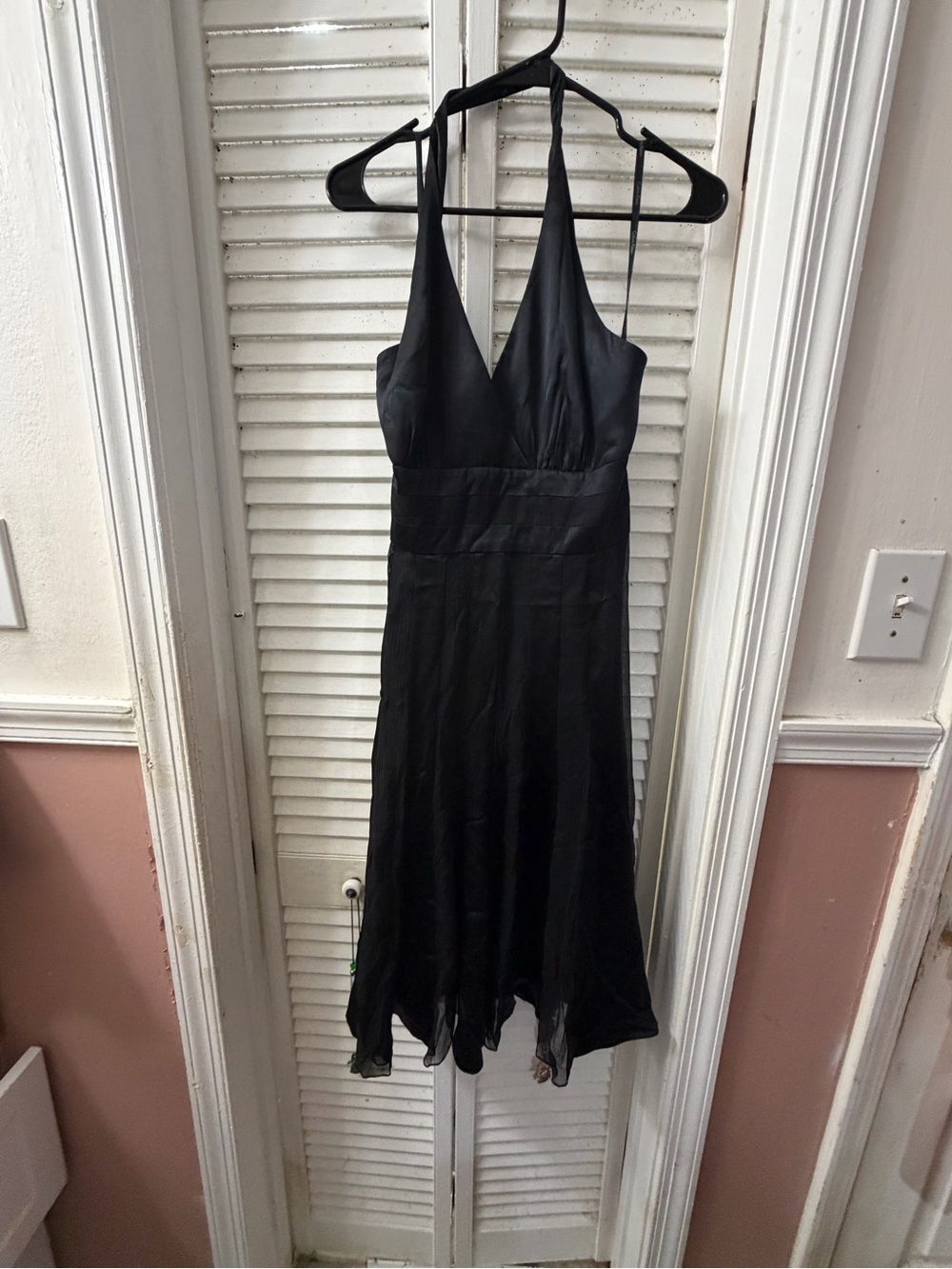 VINTAGE CALVIN KLEIN Black Halter V-Neck Evening Dress.